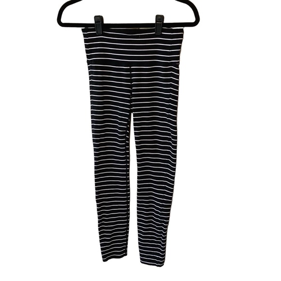 Athleta Pants - Athleta Black and White Striped Leggings XS Nylon/Spandex